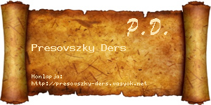 Presovszky Ders névjegykártya